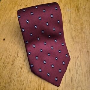 Vintage Burgundy 100% Italian SILK Tie with Geometric Design